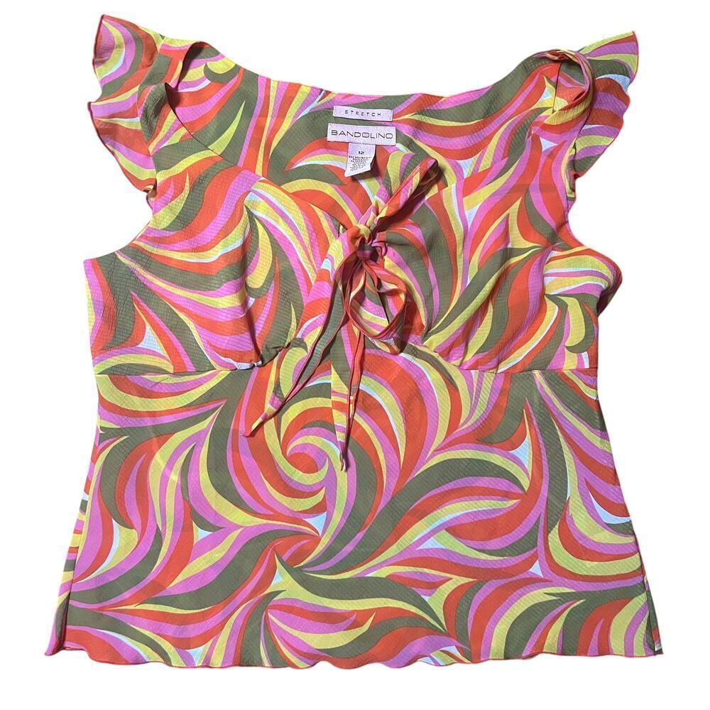 Vintage Y2K Bandolino Orange and Pink Top Size 12